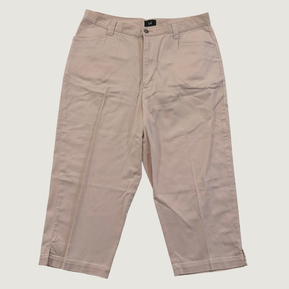 Lee Womens Blush Pink Cropped Capri Pants Mid Rise Stretch Twill 16M